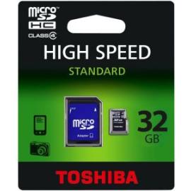 TOSHIBA MicroSD 32GB Class4 Memory Card with Adapter ذاكرة توشيبا 32جيجا لتحميل جميع البيانات مناسبة للكاميرات والجوال